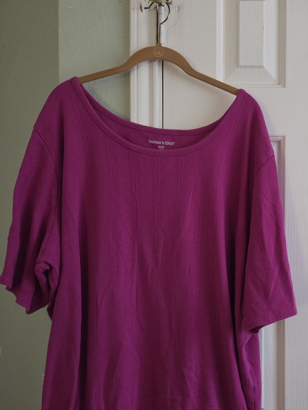 Woman Within Magenta Short-Sleeve Scoop Neck Tee